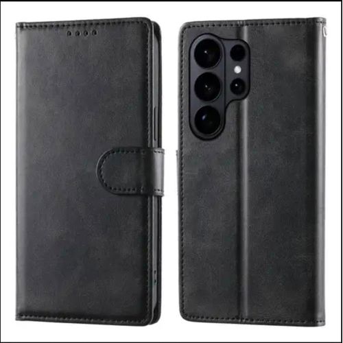 S26 Ultra Open & Close Phone Case & Pouch RICH BOSS - High-Quality Artificial Leather Case Designed, Featuring RFID Blocking, a Card Slot, a Kickstand, And Strong Magnetic Closure, Providing Shockproof & Camera Protection ( BLACK )