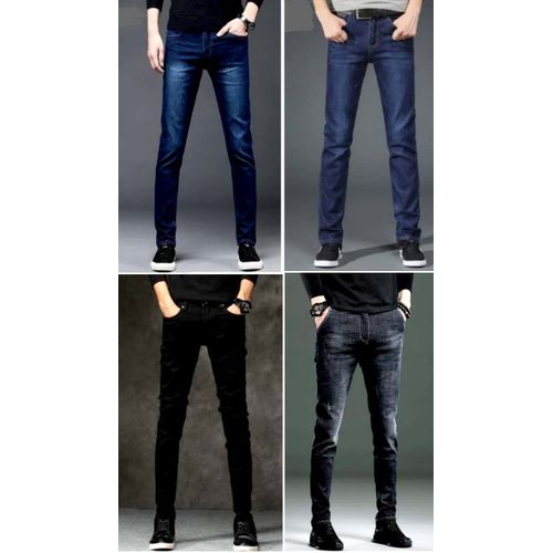 4 Pieces Of Smart StockJeans- Washed Blue+Black+washed Black+Dark Blue