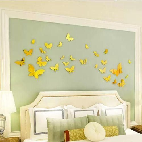 3D Acrylic Mirror Butterfly Wall Panel Decor Set