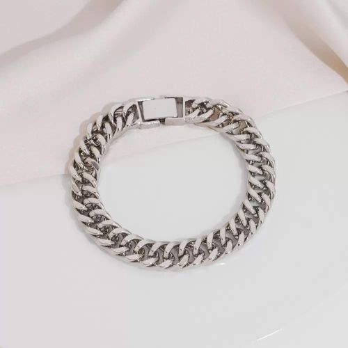 New Classic Cuban Men's Hand chain Bracelet Silver