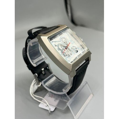 Men's Luxury Rectangular Analog Quartz Wrist Watch with Black Silicone Strap
