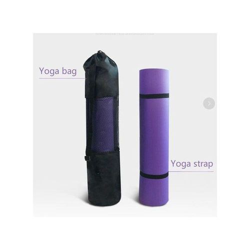 185*61*10mm Thick High Density Training Yoga Pad With Storage Bag - Purple