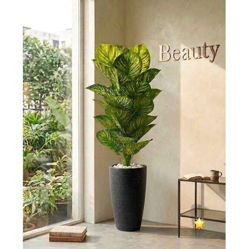 Large Artificial Floor Plant in Decorative Terrazzo Planter