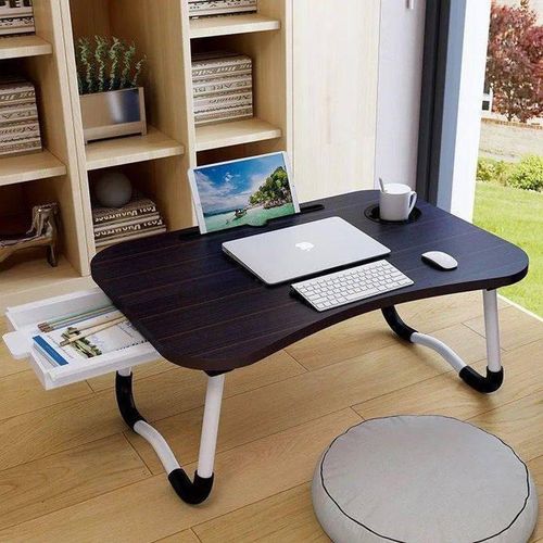 Adjustable Foldable Laptop & Bed Side Table With Drawer