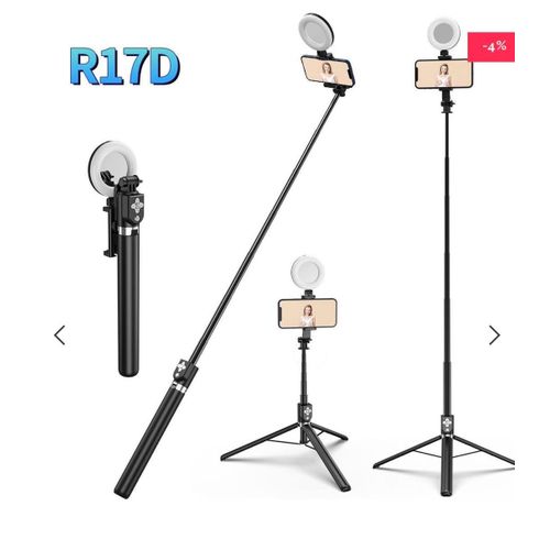 EXTENDABLE SELFIE STICK WITH DOUBLE MIRROR RING LIGHT + TRIPOD STAND + BLUETOOTH SHUTTER