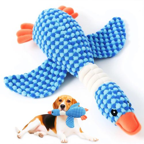 Soft Blue Plush Duck Dog Toy - Cute Bumpy Stuffed Duck Plushie for Dogs, Cozy Hanging Play Toy