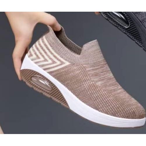 female lace up unisex Sneakers-brown for ladies
