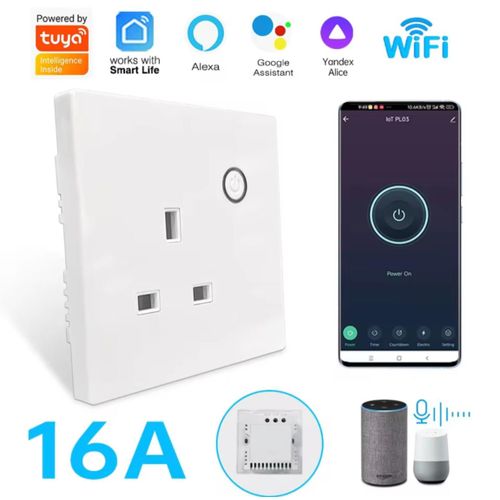 16A Intelligent Smart WiFi Wall Socket, For TV, Water Heater, Kitchen Electrical Plug Outlet SmartLife Control