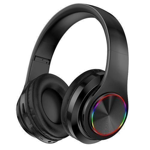 B39 Wireless Bluetooth 5.0 Stereo Headphones Colourful Light-Up On-Ear Headphones Strong Bass Earphones Gaming Headphones Music Sports - Black