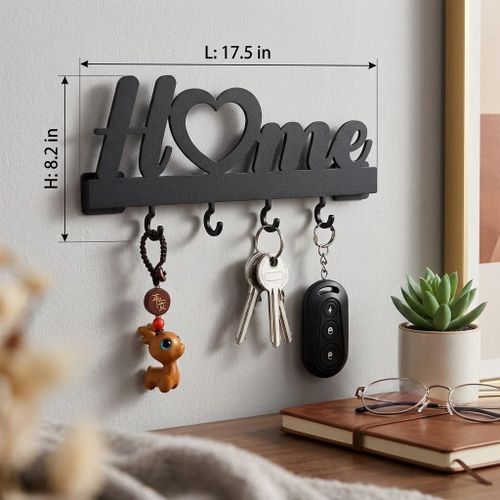 Love Shape Wall Mounted Key Holder - Home Entrance Key Organizer with Hooks