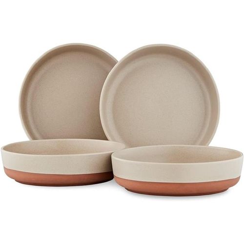 Barbary & Oak Verona Set Of 4 Pasta Bowls In Stone - Ceramic