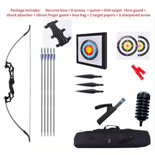 Recurve bow and arrow archery equipment upgraded + EVA target