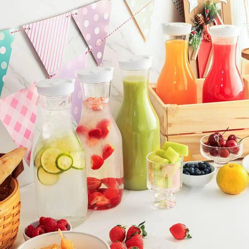Round Juice Bottle With Lid Reusable Beverage Storage Bottle