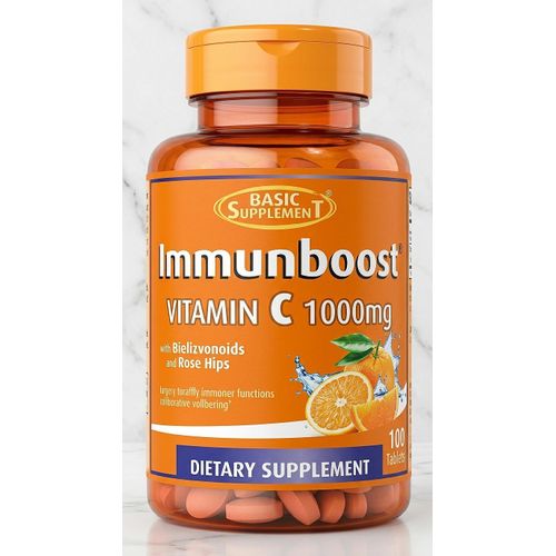 Immunboost Vitamin C 1000mg - with Bioflavonoids & Rose Hips - Supports Healthy Immune Function & Wellbeing - Dietary Supplement - 100 Tablets