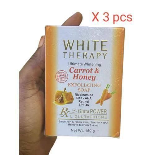 White therapy carrot and Honey exfoliating soap x 3 PCs