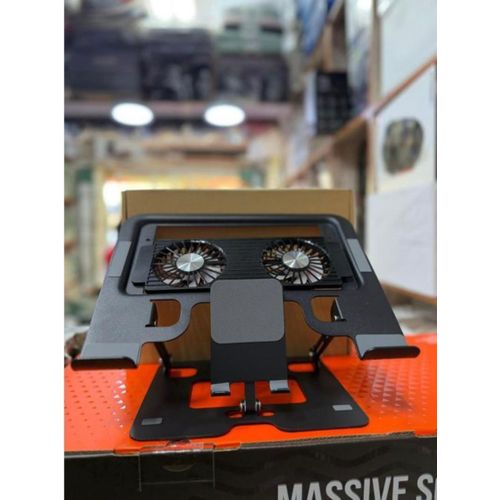 High Standard Adjustable Laptop Cooling Stand With 2 Fans-Foldable Laptop Riser & Cooler For 11-17 inch Laptops-USB Powered
