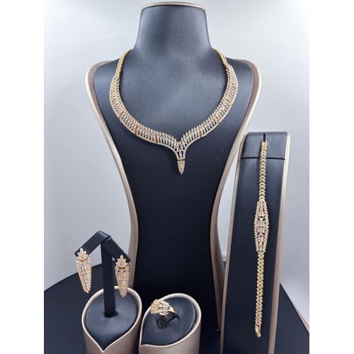 Royal Emerald Green Gemstone 4-Piece Wedding Jewelry Set