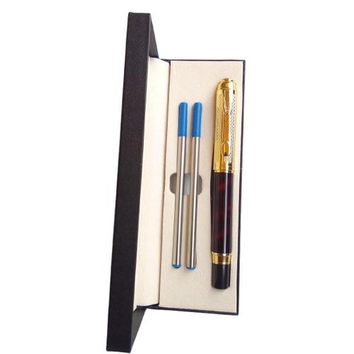 Luxury Metal Gold Cap Ballpoint Pen With Gift Box And Two Blue Ink Refills