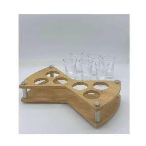 Tequila Shots Rack 6 Holes With Tequila Shot Glasses- 6