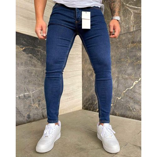 Classic Slim-Fit Denim Jeans For Men-Blue