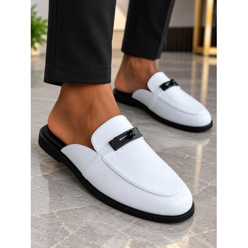 Men’s Premium White Mule Loafers
