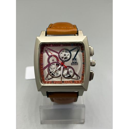 Niaice Men's Square Dial Quartz Leather Strap Wristwatch – Brown