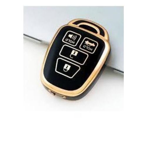 4 buttons black & gold edge TPU car key shell fob cover for Toyota Corolla Camry prado Highlander