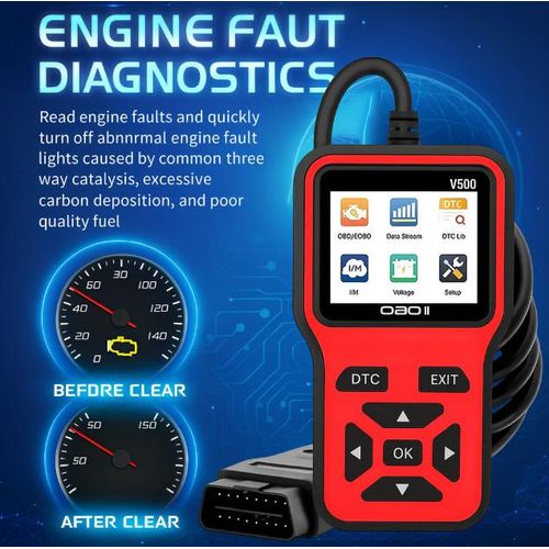 OBD2 Scanner Car Engine Fault Code Reader Wired ODB2 OBD Diagnostic Scan Tool for Check Engine Light, View Freeze Frame, Live Data, EVAP System Test V302 for 9 OBDII