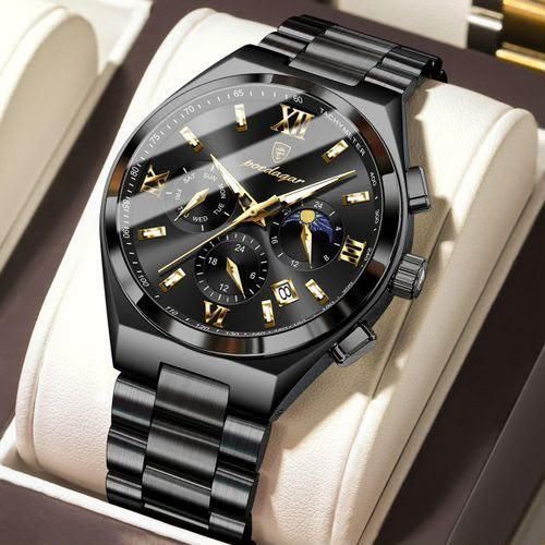 Luxury Chronograph Black Men’s Wristwatch – Elegant Analog Designer Watch with Premium Quality