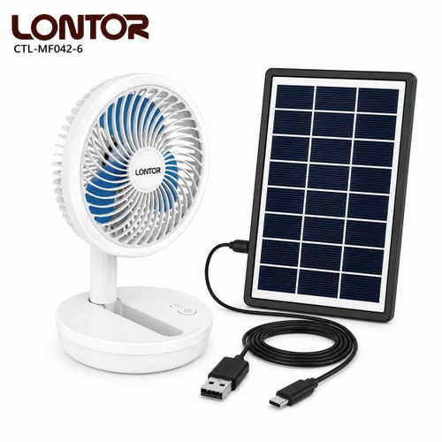 foldable Rechargeable mini Table Fan with ring light Mf042-6 with solar panel
