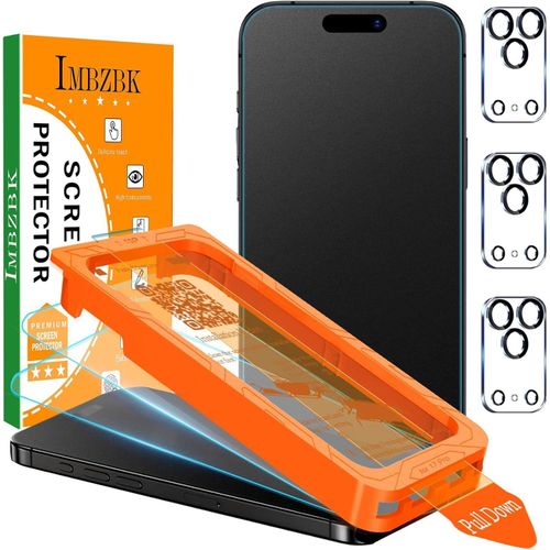 IMBZBK Auto-Dust Removal 3 Pack Matte Screen Protector for iPhone 17 Pro Military Grade Accessories, Case Friendly Film, 3 Tempered Glass Camera Lens Protector, Anti-Glare, Smooth as Silk