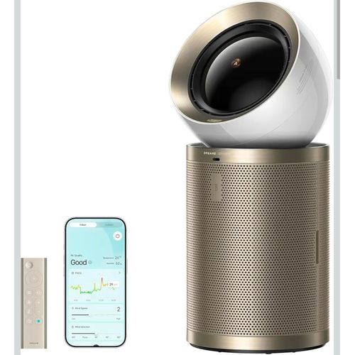 Dreame PM20 Smart Air Purifier for Home Large Room, (Cleans 7,534 ft in One Hour) with 4 Filters, Dual-way Air Oulets, Al Tracking, Air Quality Monitor with 7 Sensors, 3-in-1 Purifier, Heater & Fan