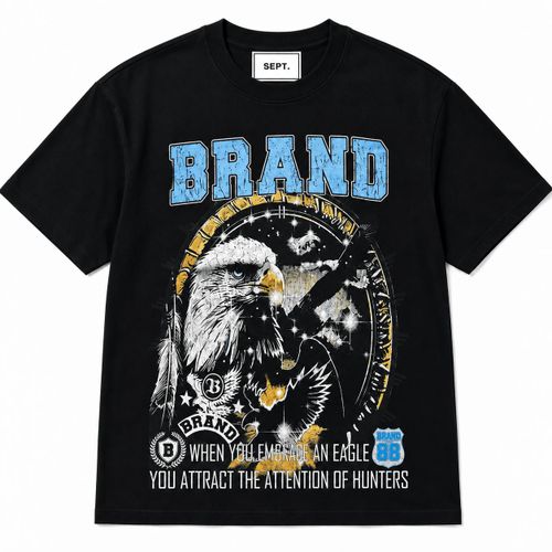 Unisex Oversized Graphic Print Polo Shirt – Black