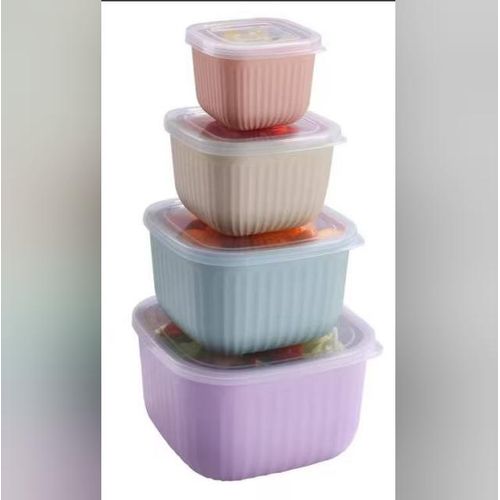 4pcs square Plastic Crisper Box for Home Refrigerator Storage Box Salad Crisper Box Pickle Box Fruit and Vegetable