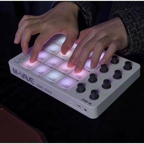 M-VAVE SMC-PAD Professional USB-C Portable Wireless MIDI Controller with Bluetooth and In built battery up to 20 hours Rechargeable 16 RGB Pads 8 Assignable Knobs Suitable for Professional Music Production