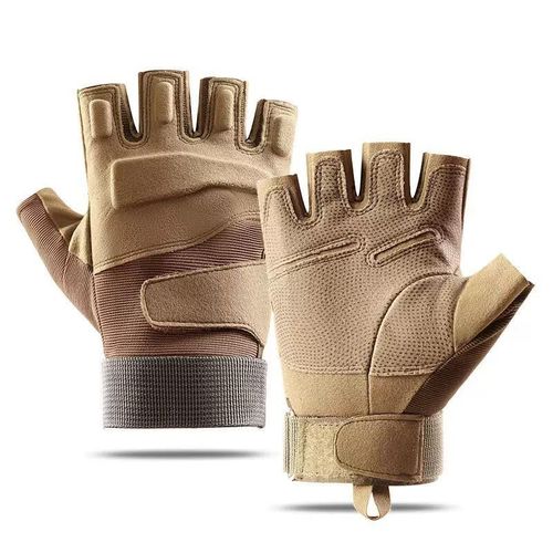 Gym Gloves Weight Lifting half finger High Quality glove EVA Pad Breathable Hook Pull Ring Brown