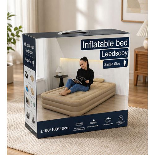 Single Size Inflatable Air Bed Mattress – Portable Thickened Blow Up Bed 190×100×40cm