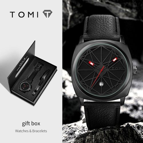 Classic Men's Watch Multi functional Waterproof Luminous Large Dial Designer Black Leather WristWatch