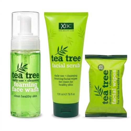 Tea Tree Clear & Healthy Skin Care Kit - 3-In-1 Combo (Foaming Face Wash 200ml + Facial Scrub 250ml + Cleansing Facial Wipes 25 Pcs)