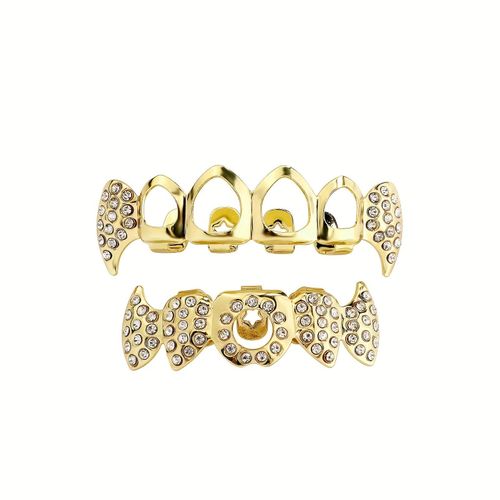 Gold-plated braces, gold and white diamond braces, personalized hollow braces