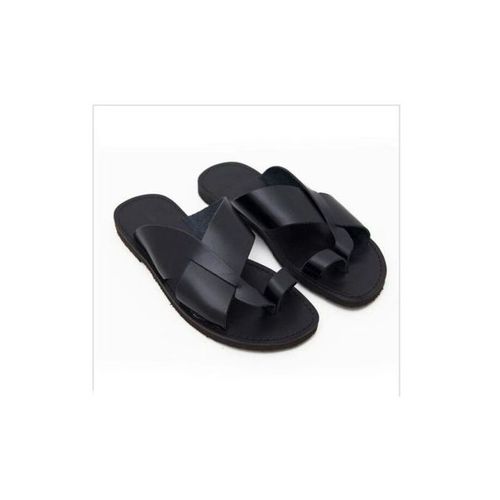 Classic Male Black Curve Palm Slippers