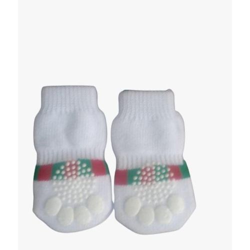 Anti-Slip Pet Sock With Rubber Paw Protector Set Medium
