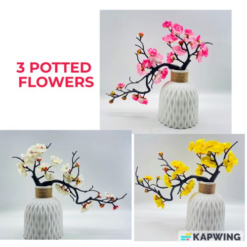Beautiful Decoration Artificial Potted Flowers (3 Pieces)