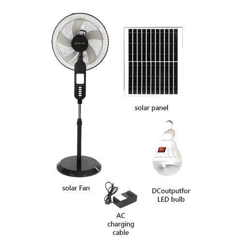 16 Inches AC/DC Solar Rechargeable Fan + 25W Panel & A Bulb