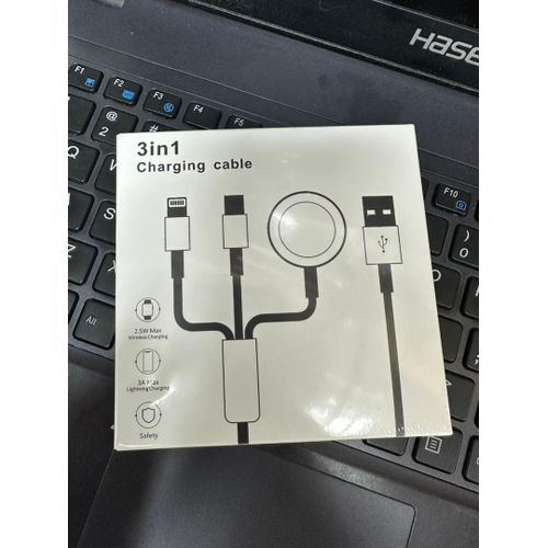 3-In-1 Multi-Connector Charging Cable, Watch/Lightning/USB-C Charger Wireless Charger for Galaxy Watch, Iphones and Androids