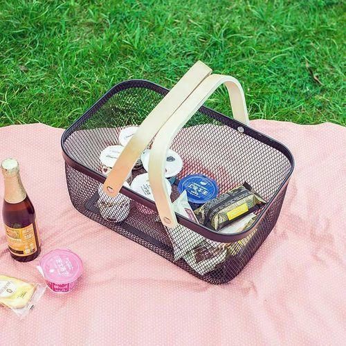 Fruit Basket Portable Wooden Handle Metal.