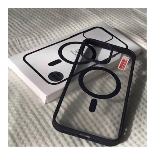 IPhone 11 sleek view black Transparent Magsafe Magnetic Back Case