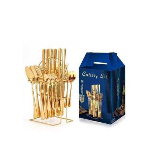 24pcs Gold plated stainless steel spoon and fork