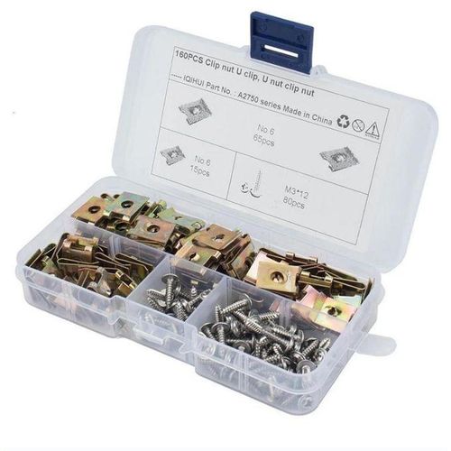 160 Piece Automotive Clip Nut and Motorcycle U Nut Set