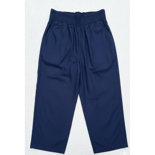 Navy Blue Linen Capri Pants